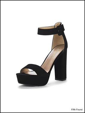 Platform High Heel Sandals Rhinestone Block Heel Open Toe Ankle Strap